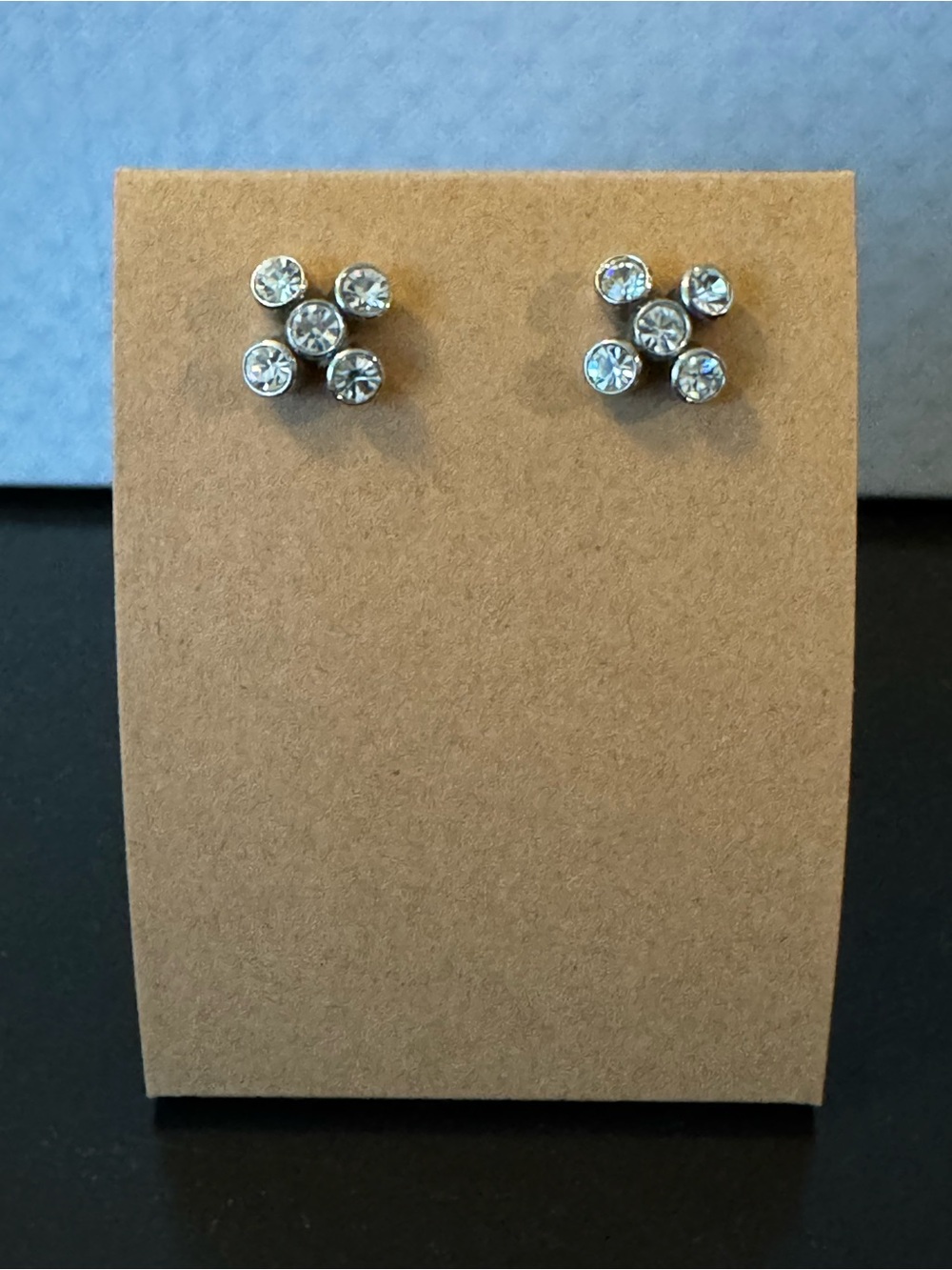 Crystal Cluster Stud Earrings - Clear Rhinestone